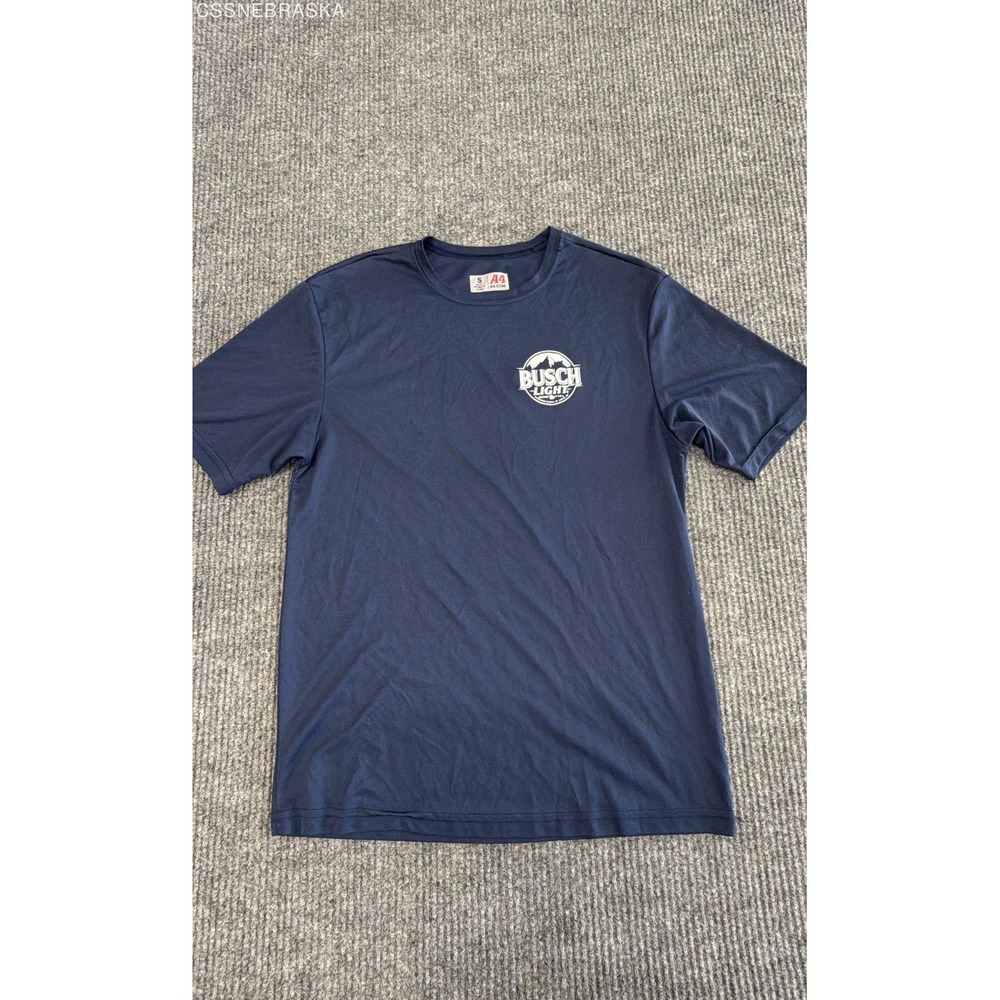 Busch Light Beer‎ Logo Graphic Performance T-Shirt Navy Blue A4 Sz S